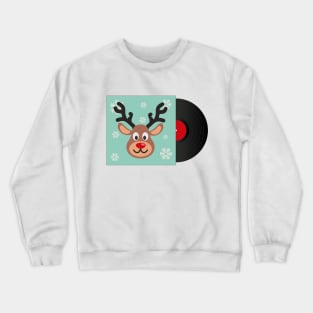 Christmas Party Vinyl Lp | Cute Deer | Xmas Music Crewneck Sweatshirt